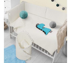 2-dielne posteľné obliečky Belisima Dino 3D 90/120 smotanovo-tyrkysové