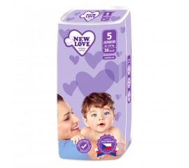 Detské jednorázové plienky New Love Premium comfort 5 JUNIOR 11-25 kg 38 ks